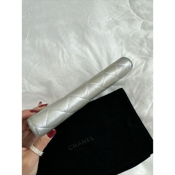 CHANEL Silver Lamb Leather Flap Wallet W/dust Bag - Picture 8 of 16